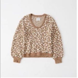 Abercrombie & Fitch Eyelash V-Neck Cheetah Sweater